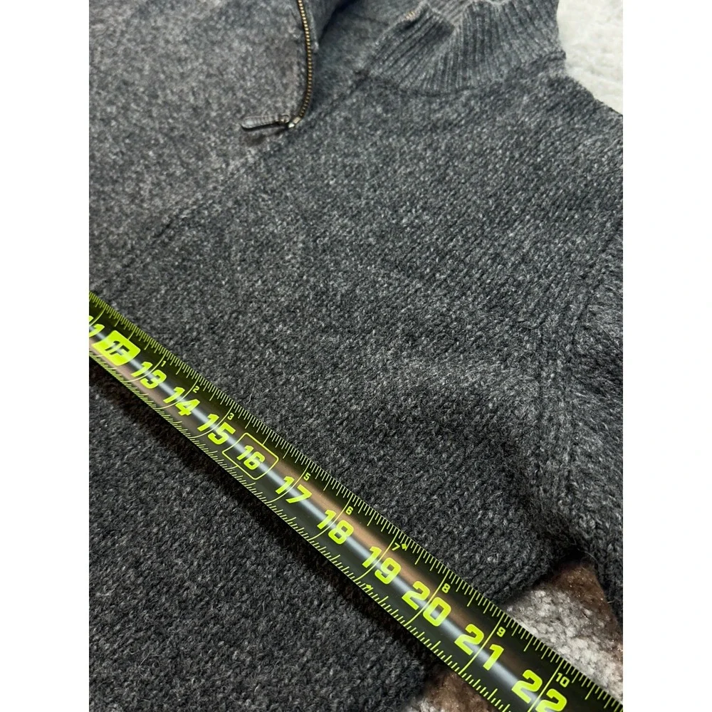 LL Bean Full Zip Cardigan Mens L Gray Lambswool Mock Neck Sweater 245046